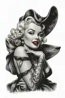 Marylin Monroe with red lipstick some cleavage tattoo design idea