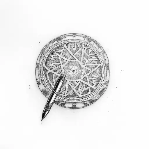 A pen that wirtes on a paper tattoo design idea