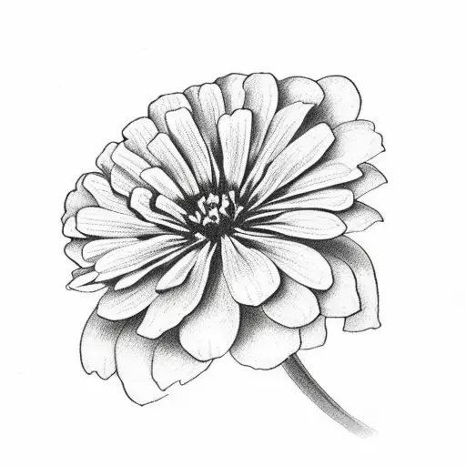 red zinnia flower from vintage textbook tattoo design idea