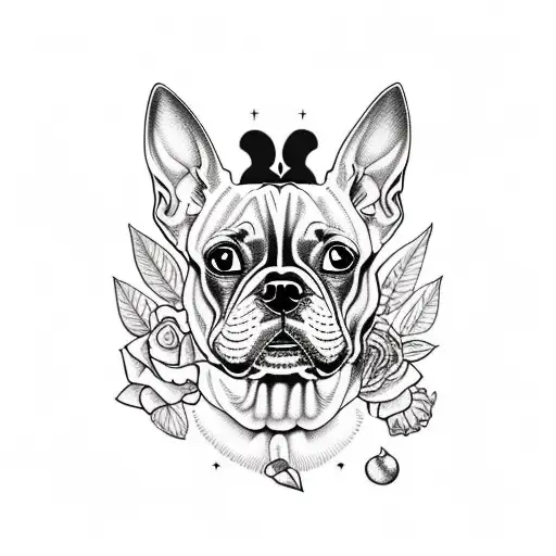 black lab boston terrier mix tattoo design idea
