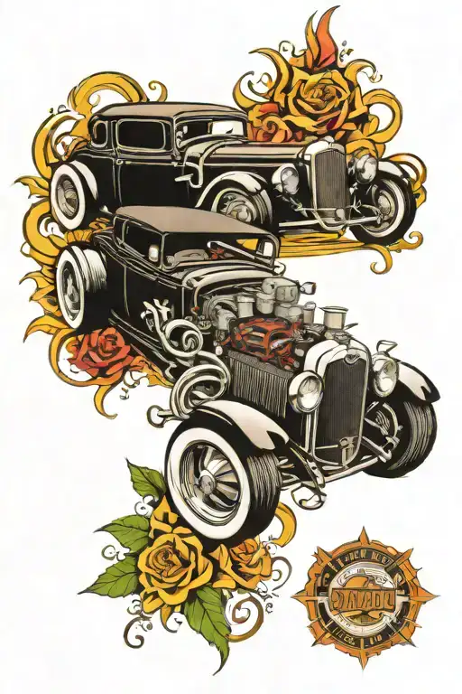 automotive, hot rod tattoo design idea