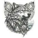 Wolf, Warrior,Valknut, ocean,nature tattoo design idea