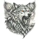 Wolf, Warrior,Valknut, ocean,nature tattoo design idea