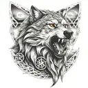 Wolf, Warrior,Valknut, ocean,nature tattoo design idea