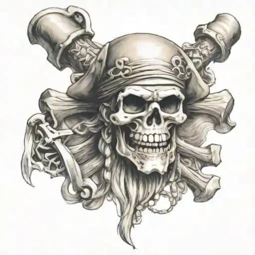 Rogers pirates Jolly Roger one piece  tattoo design idea