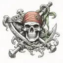 Rogers pirates Jolly Roger one piece anime tattoo design idea