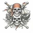 Rogers pirates Jolly Roger one piece anime tattoo design idea