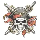 Rogers pirates Jolly Roger one piece anime tattoo design idea
