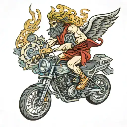 Greek god riding mtb tattoo design idea