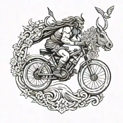 Greek god riding mtb tattoo design idea
