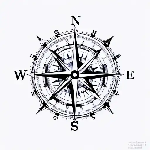nautical compass tattoo design idea