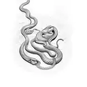 Snake tangling a closed book tattoo design idea