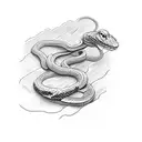 Snake tangling a closed book tattoo design idea