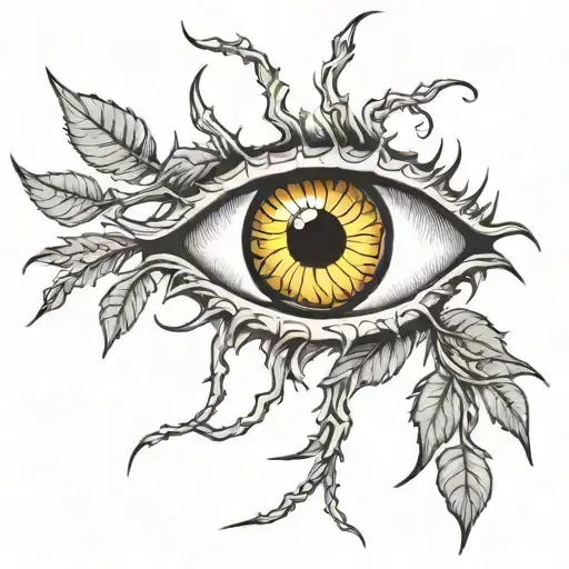 eyeball growing thorny vines tattoo design idea