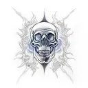 A video game controller morphing into a skull surrounded by flames tattoo design idea