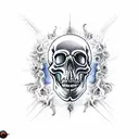 A video game controller morphing into a skull surrounded by flames tattoo design idea