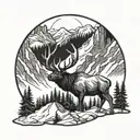 mtns and elk head tattoo design idea