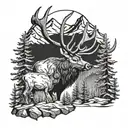 mtns and elk head tattoo design idea