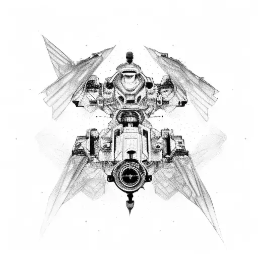 four small-sized flying ai futuristic robotic birds on the right side neck tattoo design idea