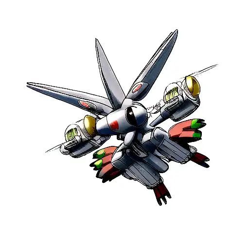 four small flying ai futuristic robotic birds tattoo design idea