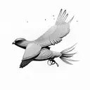 four small-sized flying ai futuristic robotic birds on the right side neck tattoo design idea