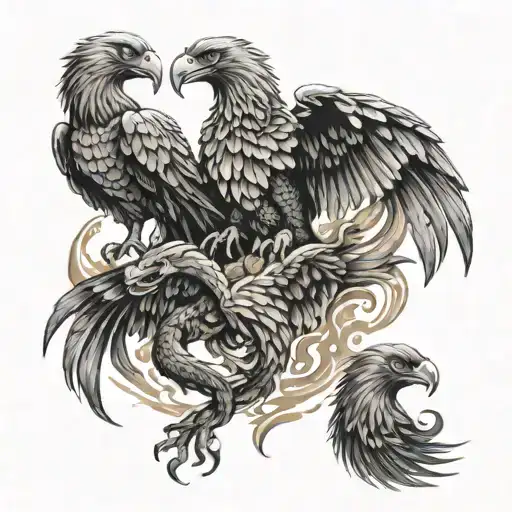 scorpion, eagle & phoenix rising from the ashes tattoo design idea