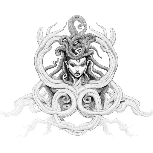 Medusa mixed with Melena from Mortal Kombat tattoo design idea