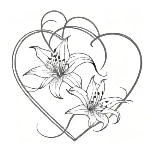 two spider lilies making a heart shape tattoo design idea