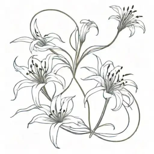 two spider lilies making a heart shape tattoo design idea