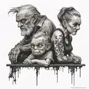 two grumpy girls and their dying daddy tattoo design idea
