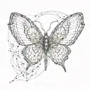 cyber sigilism butterfly wings spread wide , lines not formed tattoo design idea