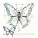 cyber sigilism butterfly wings spread wide , lines not formed tattoo design idea