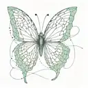 cyber sigilism butterfly wings spread wide , lines not formed tattoo design idea