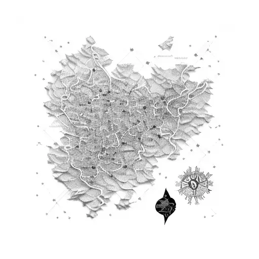 A map of Macedonia and Croatia intertwined with delicate floral patterns tattoo design idea