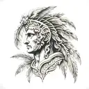 palm tree sleeve tattoo featuring Alexander the great tattoo design idea