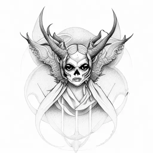 cara satan con alas  tattoo design idea