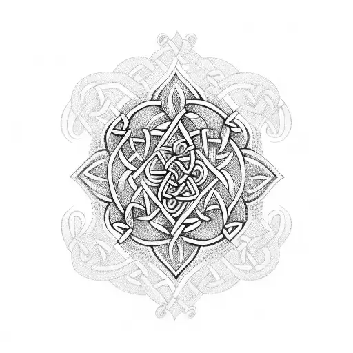 Hawaiian shoulder tribal tattoo with Celtic runs tattoo design idea