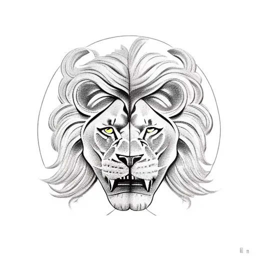 a tattoo depicting the face of alexander the great whose right side has a human form and the left a lion tattoo design idea