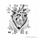 heart form puzzle pieces tattoo design idea