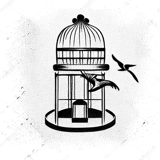 bird cage tattoo design idea