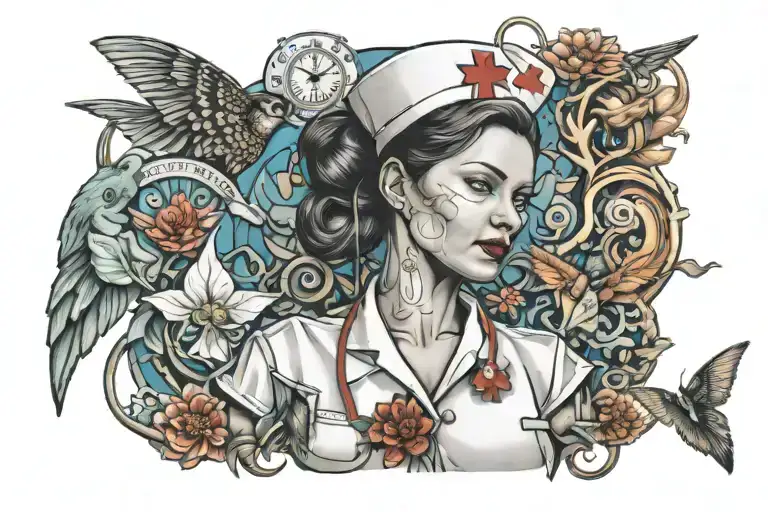 nurse symbolizing healing tattoo design idea
