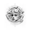 persona con mal di testa con una scritta overthinking sopra tattoo design idea