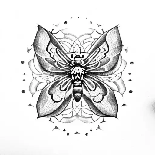 death moth with mandala surrounding it  tattoo design idea