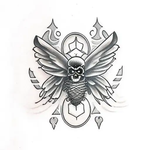 death moth with skull and mandala surrounding it  tattoo design idea