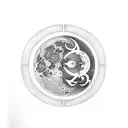 A mesmerizing black and grey tattoo of the moon surrounded by tarot symbols and lyrics written in a stylish font tattoo design idea