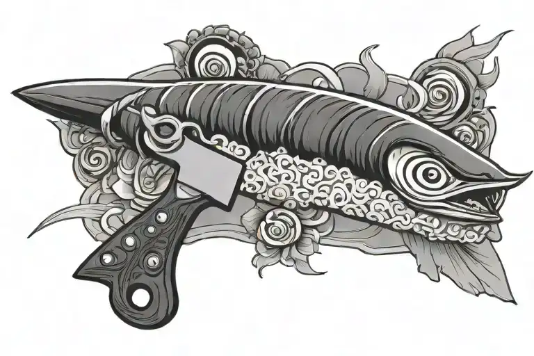 sushi Chef knife tattoo design idea