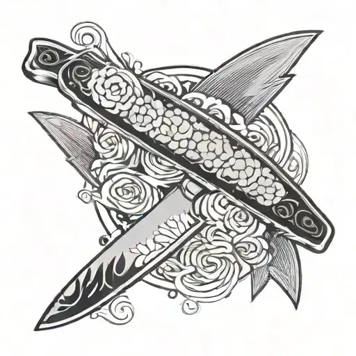 sushi chef knife tattoo design idea