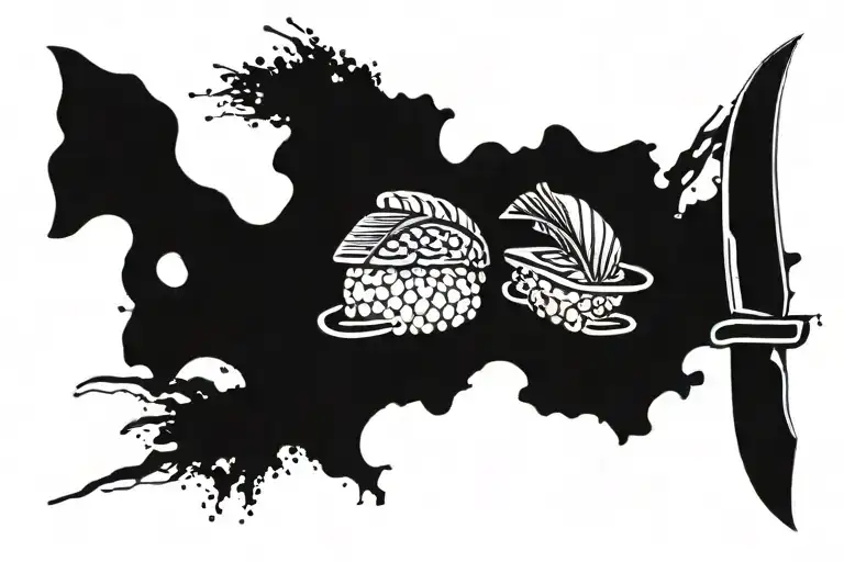 sushi Chef knife tattoo design idea