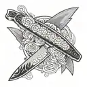 sushi chef knife tattoo design idea