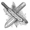 sushi chef knife tattoo design idea